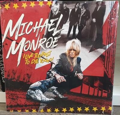 Tumnagel för auktion "Michael Monroe - I Live Too Fast... Lp RÖD hanoi rocks"