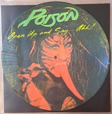 Tumnagel för auktion "Poison - Open Up and Say... Ahh! (LP) PICTURE DISC 1988 RARE!!! Glam rock"