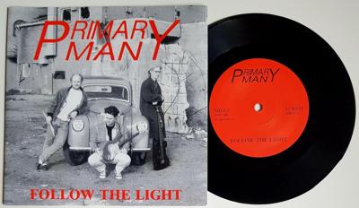 Tumnagel för auktion "Primary Man – Follow The Light - 7" Vinyl Singel Sweden -91"