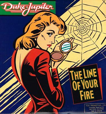 Tumnagel för auktion "DUKE JUPITER - THE LINE OF YOUR FIRE GREAT AOR/MELODIC HARD ROCK LP"