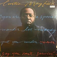 Tumnagel för auktion "CURTIS MAYFIELD Never Say You Can't Survive LP / US Curtom Press Soul Funk"