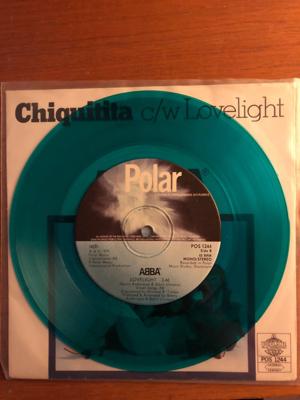 Tumnagel för auktion "ABBA Chicquitita green vinyl"