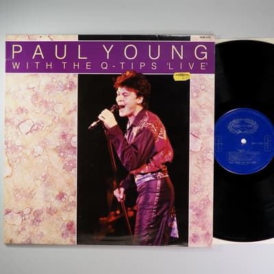 Tumnagel för auktion "PAUL YOUNG AND THE Q-TIPS Live LP re UK Hallmark Records SHM 3175"