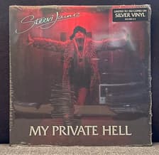 Tumnagel för auktion "Steevi Jaimz – My Private Hell RARE Hard Rock LP 2023 Still Sealed Silver Vinyl"