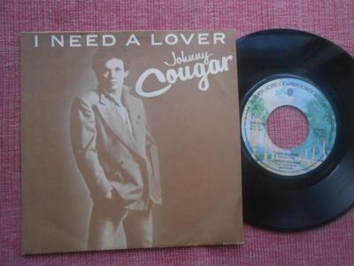 Tumnagel för auktion "7" Johnny Cougar - I Need a Lover / Born Reckless PS NL John Mellencamp"