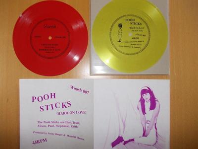 Tumnagel för auktion "Pooh Sticks/ Groove farm/ Esmerelda´s kite 2X flexi 7”; diy indie punk"