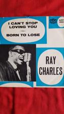 Tumnagel för auktion "RAY CHARLES I Can´t Stop Loving You. Svensk press/blå skiva."