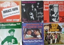 Tumnagel för auktion "paket med 30 vs-pop/rock-70-80 tals-Sweet,Grease,George Baker,Christie,Middle OR"