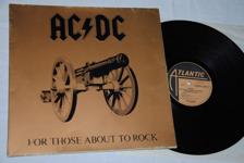 Tumnagel för auktion "AC/DC - For Those About to Rock We Salute You - Atlantic LP orig europeisk press"