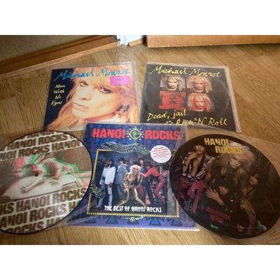 Tumnagel för auktion "Hanoi Rocks & Michael Monroe vinyler LP"