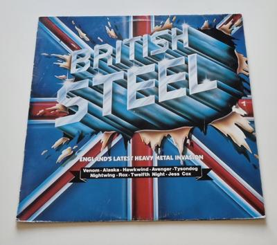Tumnagel för auktion "V/A (Bel) British Steel LP 1986 Heavy Metal NWOBHM Venom Tysondog "