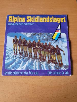 Tumnagel för auktion "EP, Singel Alpina Skidlandslaget, "De e bar å åk", Ingemar Stenmark, samlarsak, "