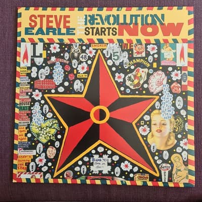 Tumnagel för auktion "Steve Earle, The Revolution Starts Now, Vinyl LP"