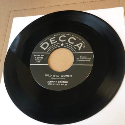 Tumnagel för auktion "Johnny Carroll and his Hot Rocks - Wild Wild Women/ Corrine.. US 7” 1956 (re-73)"