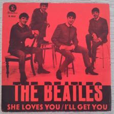 Tumnagel för auktion "THE BEATLES/ SHE LOVES YOU  SWEDISH 1. PRESS"