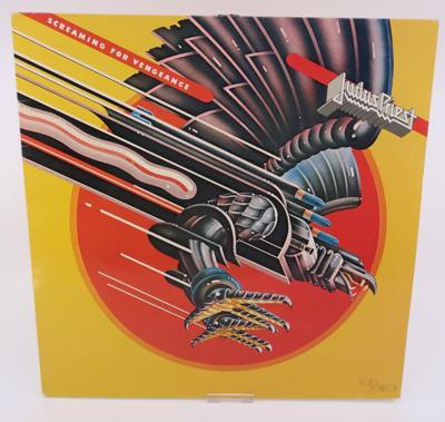 Tumnagel för auktion "Judas Priest x 4 bl.a Screaming for vengeance, Unleashed in the east"