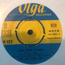 Tumnagel för auktion "THE JAI GURU DEV You Take a Ride 7" '71 Svensk Press Psych Bubblegum"