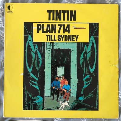 Tumnagel för auktion "Tintin- Plan 714 till Sydney, Cupol records Bert Åke varg, Tomas bolme"