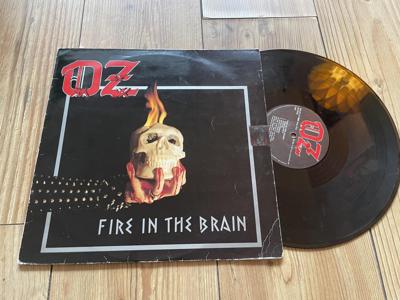 Tumnagel för auktion "OZ fire in the brain FINSK HEAVY METAL HÅRDROCK 1st PRESS WAVE 1983 LP"