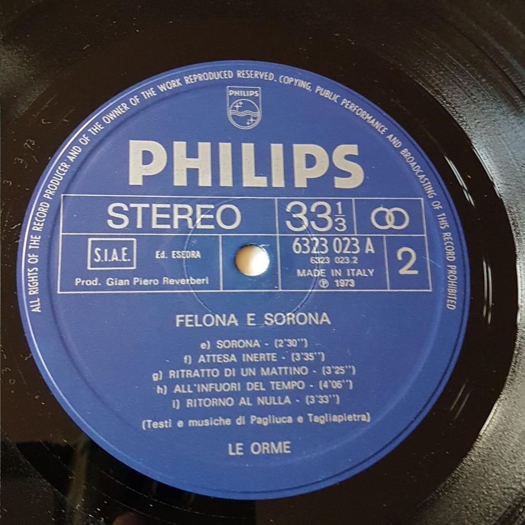 LE ORME FELONA E SORONA ITA. PROG. 1973 ) Vinylkoll LE ORME FELONA E SORONA ITA. PROG. 1973 ) Vinylkoll