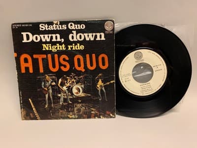 Tumnagel för auktion "7" Status Quo - Down, Down Spain Orig-75 VERTIGO !!!!!"