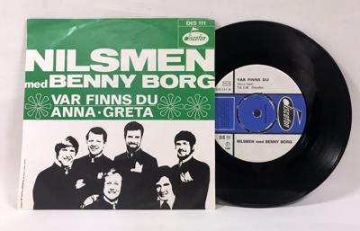 Tumnagel för auktion "NILSMEN med BENNY BORG - VAR FINNS DU / ANNA-GRETA - 7" singel 1968 - EX/EX"