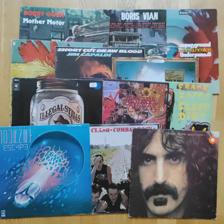 Tumnagel för auktion "9 LP Progg, Rock m.m. Zappa Clash Journey Santana ELO Vian"