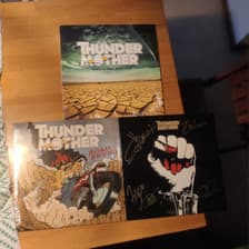 Tumnagel för auktion "Thundermother - Rock 'n' Roll Disaster, Road Fever och Thundermother"