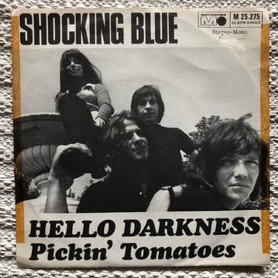Tumnagel för auktion "SHOCKING BLUE - Hello Darkness - 7'' svensk PS Metronome"