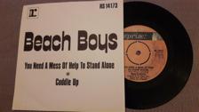 Tumnagel för auktion "THE BEACH BOYS - YOU NEED A MESS OF HELP.../ CUDDLE UP- 7" Svensk press"