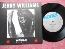 Tumnagel för auktion "7" Jerry Williams - Woman (remix) / Rock Your Heart Away PS SWE"