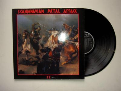 Tumnagel för auktion "Scandinavian Metal Attack- II V/A Bathory Ger Org Fint Ex 1984"