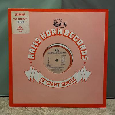 Tumnagel för auktion "Casanova - Eye Contact 12" 1983 (Rams Horn Records)"