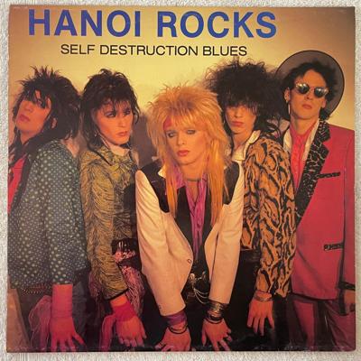 Tumnagel för auktion "HANOI ROCKS self destruction blues LP ncb JOHANNA JHN 3008"