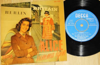Tumnagel för auktion "Alice Babs. Bengt Hallbergs Orkester. "Alice Hemma Igen". Decca SDE 7140. 1958."