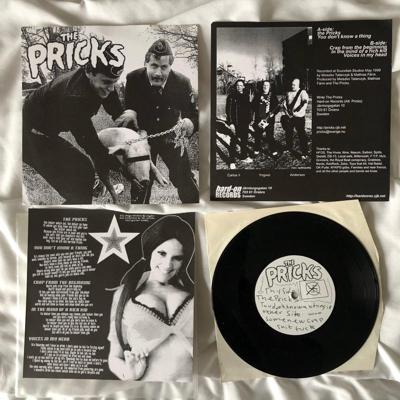 Tumnagel för auktion "The Pricks - vinyl 7" svart vinyl DIY SNYGGASTE OMSLAGET punk punkrock örebro 1 "
