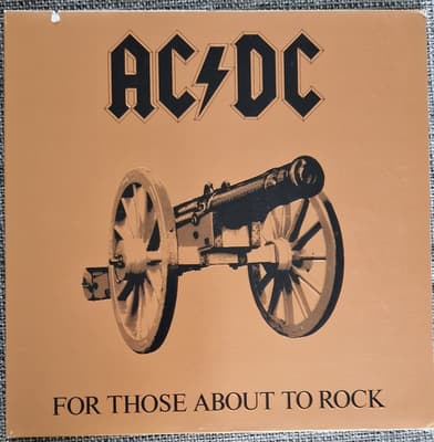 Tumnagel för auktion "AC/DC, For those about to rock. Vinyl"