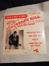 Tumnagel för auktion "TEDDY HILL 45 RPM EP SKIVA ROCK BILLY IS BACK MED AUTOGRAF SE BILDER"