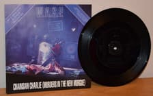 Tumnagel för auktion "WASP - Chainsaw Charlie (Murders In The New Morgue) 7" Etched disc 1992 Ospelad"