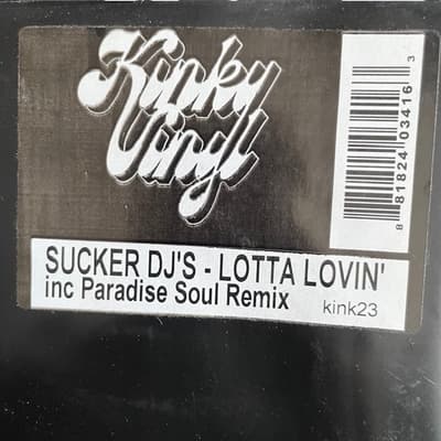 Tumnagel för auktion "Sucker DJ's - Lotta Lovin' (Kinky, 12" House, UK 2004, Black Plastic Sleeve)"