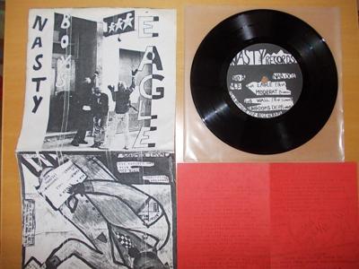 Tumnagel för auktion "Nasty Boys 7” EP; Eagle, swedish KBD punk diy, privat press 1981"