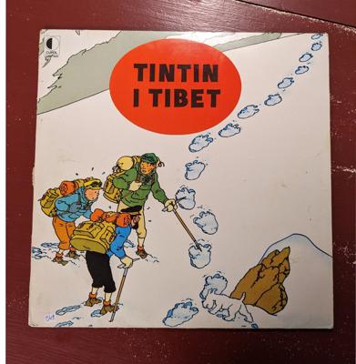 Tumnagel för auktion "LP , tintin i tibet, Hergé, Vinyl, music,1978 CBS records AB"