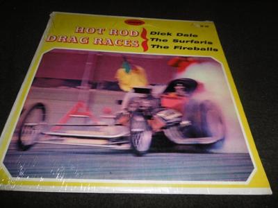 Tumnagel för auktion "Hot rod drag races:Dick Dale/Surfairs/Fireballs-USA  LP-1972"