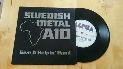 Tumnagel för auktion "Swedish Metal Aid 7" 1985 Europe, 220 Volt, Heavy Load, Easy Action, Aphrodite"