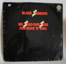 Tumnagel för auktion "Dubbel LP med BLACK SABBATH. "We zold our zoul for rock 'n' roll""