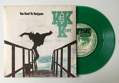 Tumnagel för auktion "Klark Kent ”Too Kool To Kalypso” 1978 Grön vinyl The Police Copland DIY"