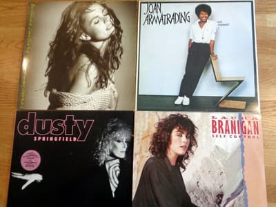 Tumnagel för auktion "4 X LP: Laura Branigan, Joan Armatrading, Dusty Springfield, Belinda Carlisle"