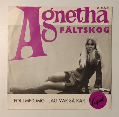 Tumnagel för auktion "Agnetha Fältskog - singel - Följ med mig / Jag var så kär"